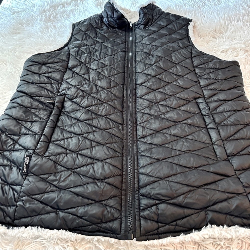 Steve Madden Quilted Puffer Vest Black Faux Sherpa Lined Women’s XL - Picture 12 of 15